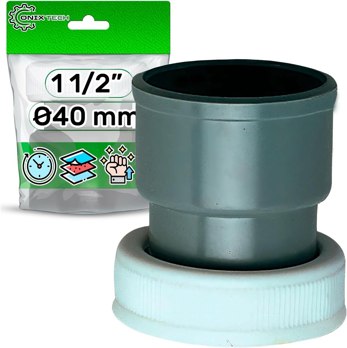 PVC for connecting the drain pipe to the siphon or the drain hose with locking nuts with thread 1 1/2 inch and - ShopVlot