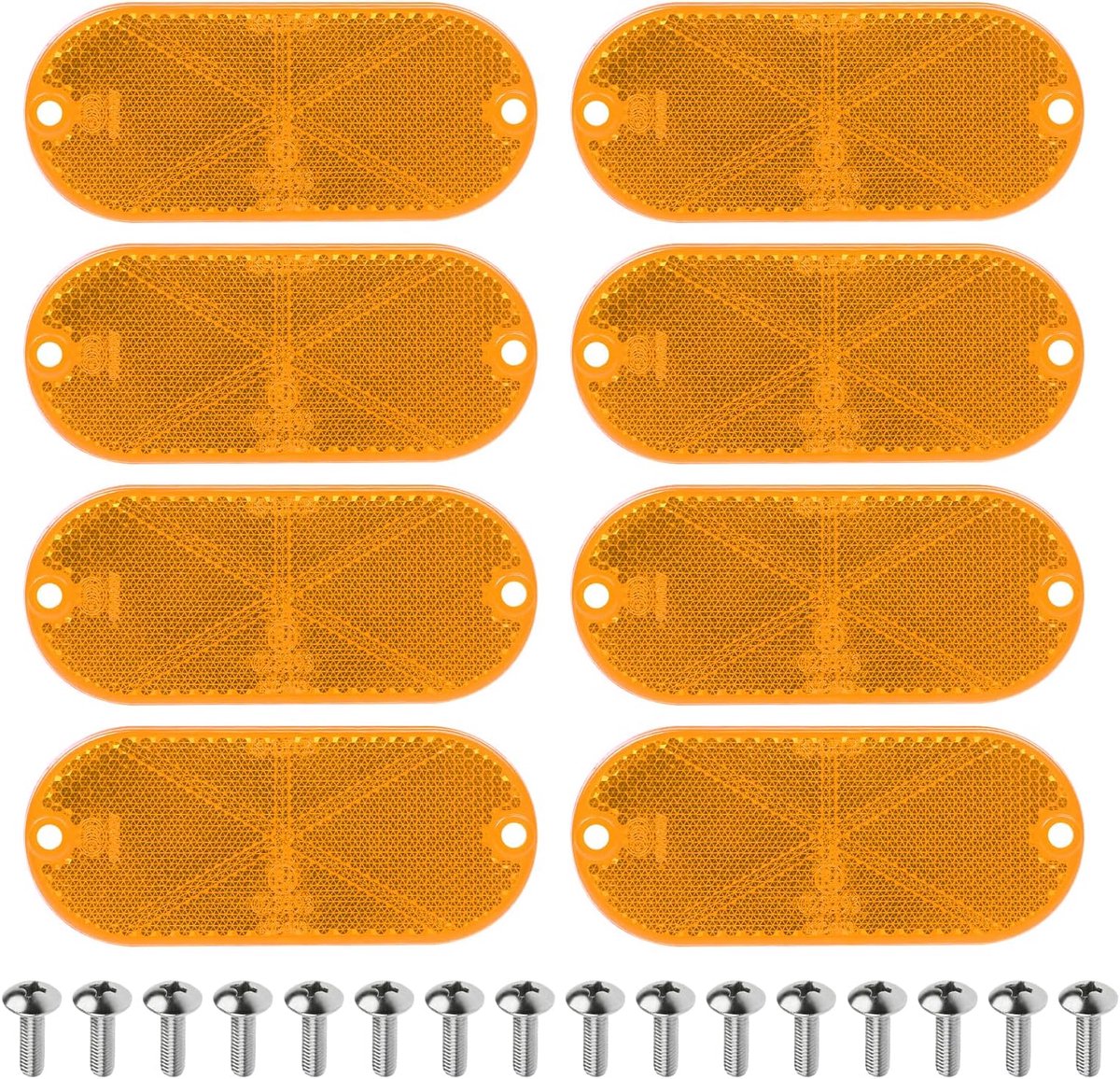 AOHEWEI 8pcs Oval Yellow Reflectors Self Adhesive Screw-On Safety Reflectors, E-Approved Cat Eye Reflectors for Gate - ShopVlot