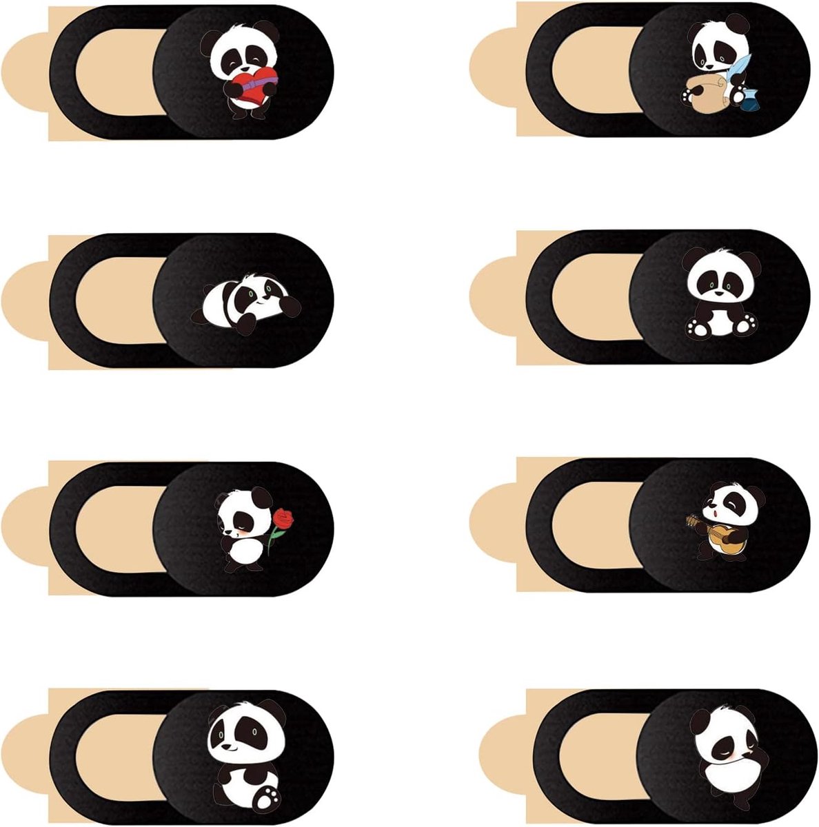JeoPoom Panda Webcam-afdekking, 8 stuks, ultradunne webcamcover, leuke panda-webcamcover slider, voor computer - ShopVlot