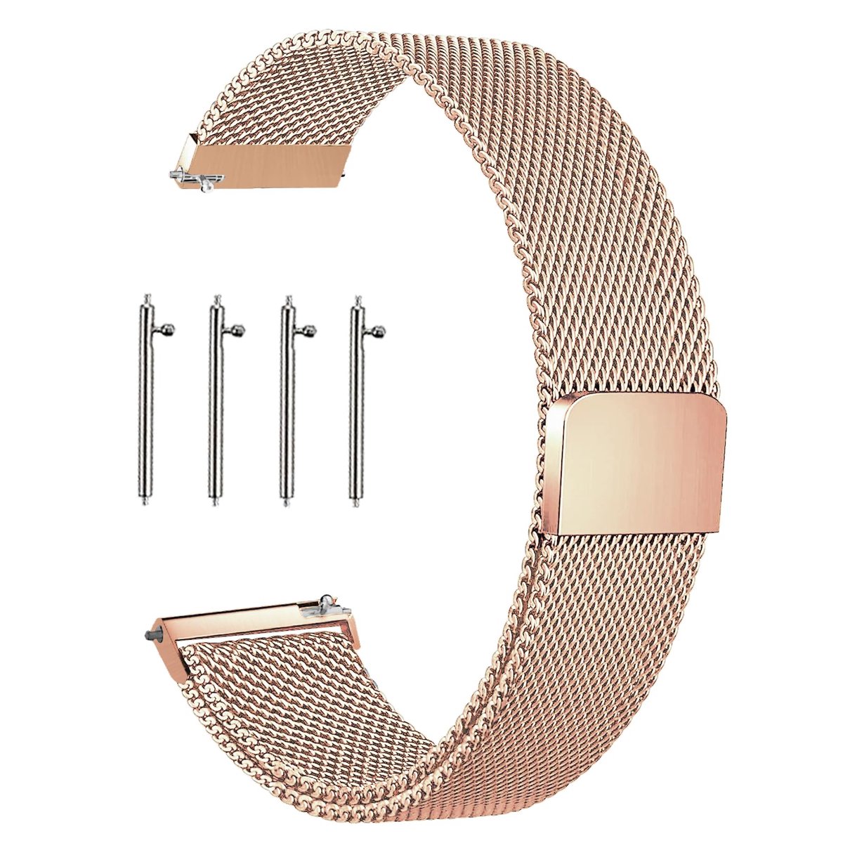 KUBFDL Roestvrijstalen gaas horlogeband 14 mm, 16 mm, 18 mm, 20 mm, 22 mm, 24 mm, armband met magnetische sluiting - ShopVlot
