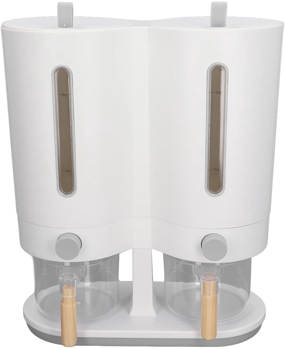 YUYTE Rijstdispenser, 5 kg, opslag van dubbele rijstcontainers, verzegelde, veilige rijstemmer, graanmeel, sojabonen - ShopVlot