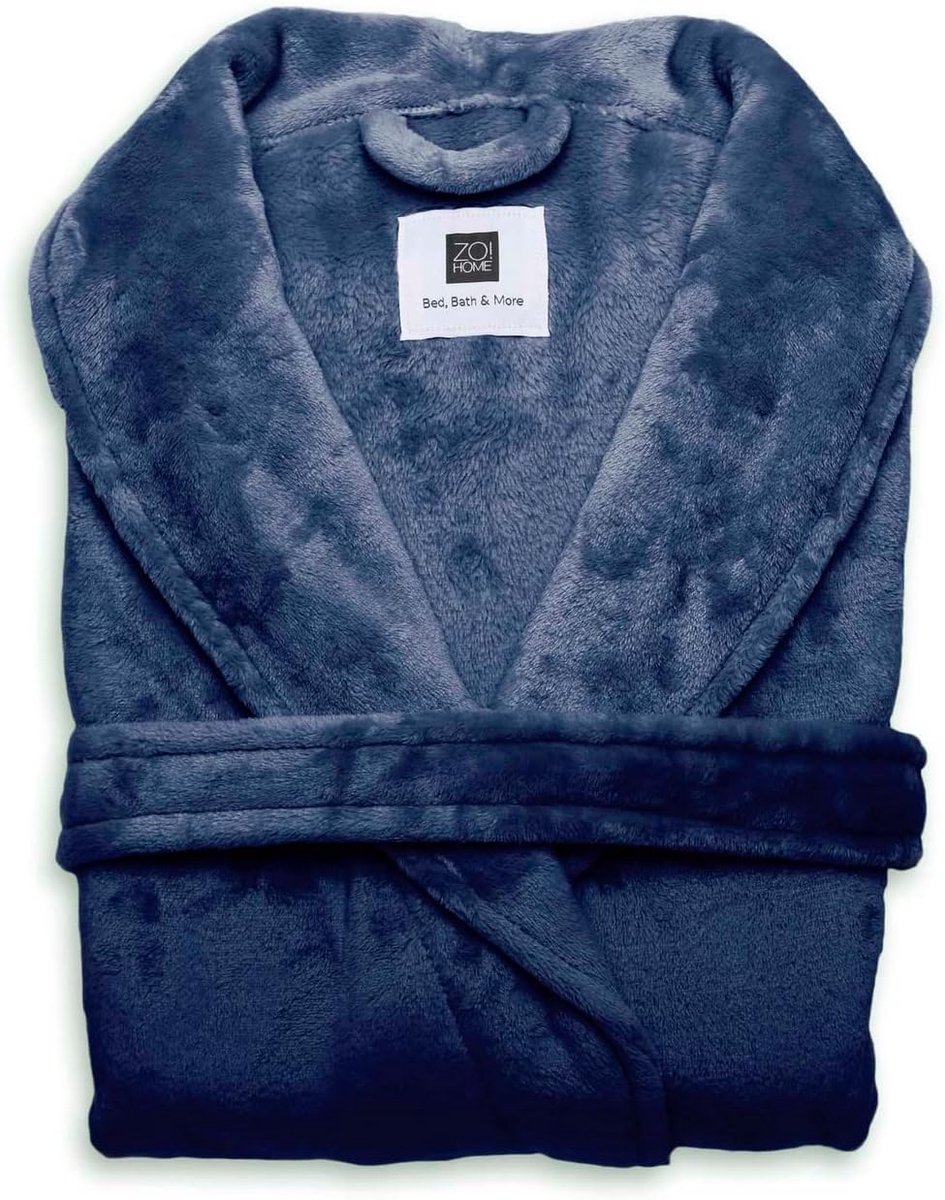 ZO! HOME Bathrobe size: S, 1 x bathrobe 100% polyester indigo blue - ShopVlot