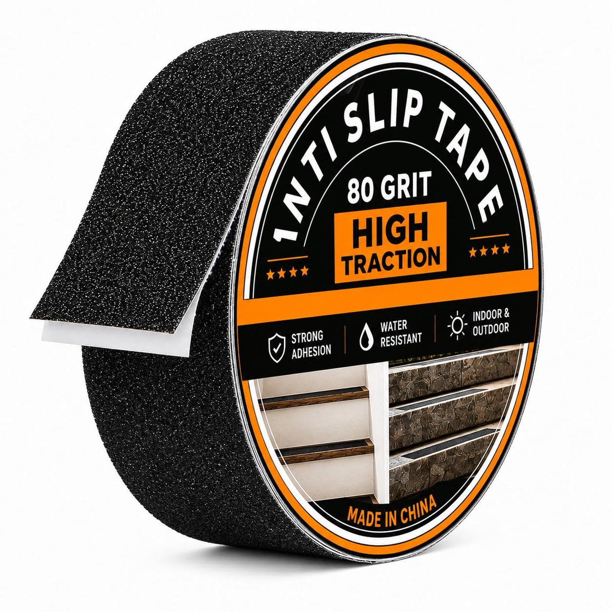 Antisliptape, zwart, 25 mm breed, 25 meter lang, zelfklevend, voor trappen, vloeren, binnen en buiten - ShopVlot