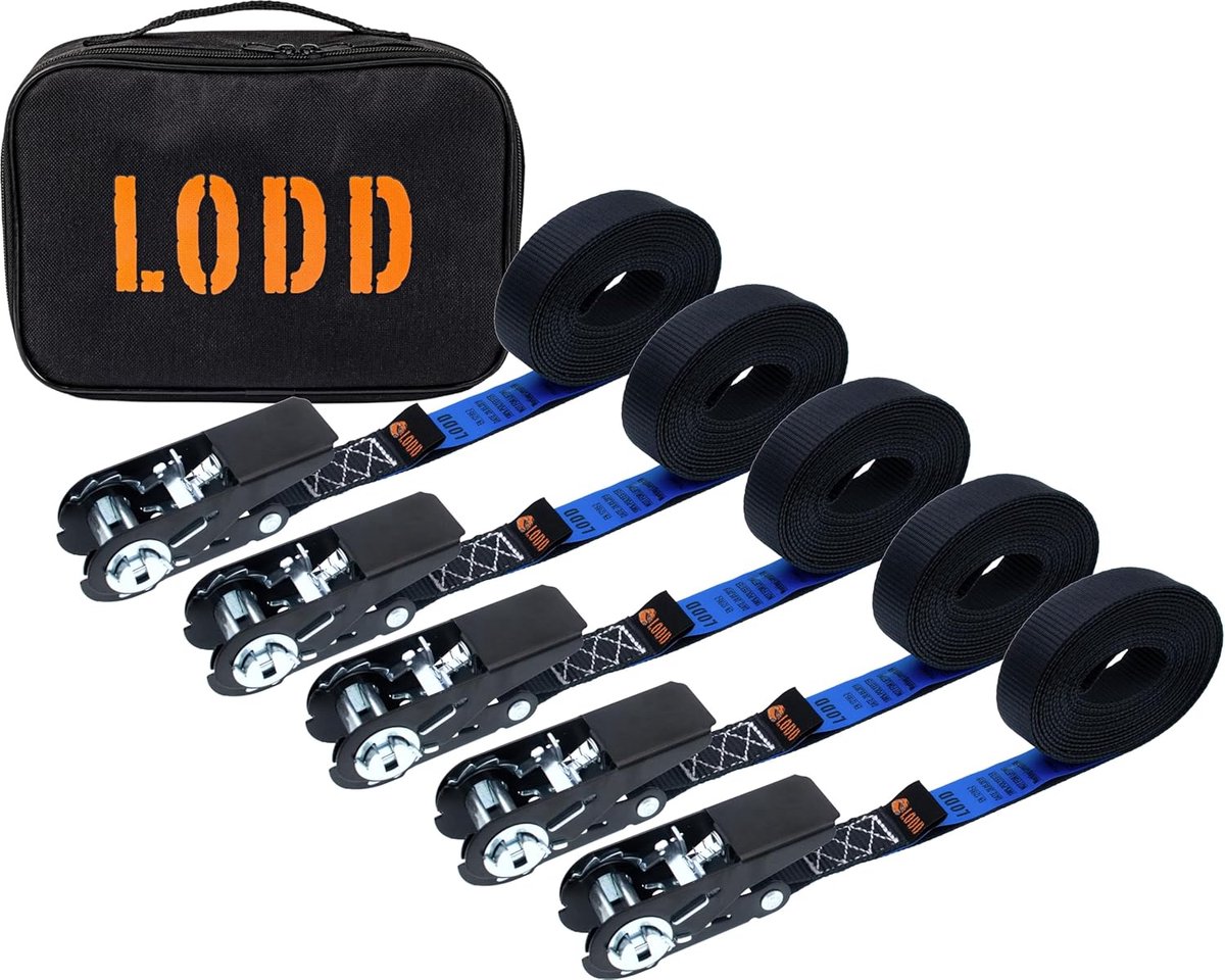 LODD - 5 straps made of steel 6 m x 25 mm - durable polyester (800 kg) with carry bag - standard in 12195-2 - ShopVlot