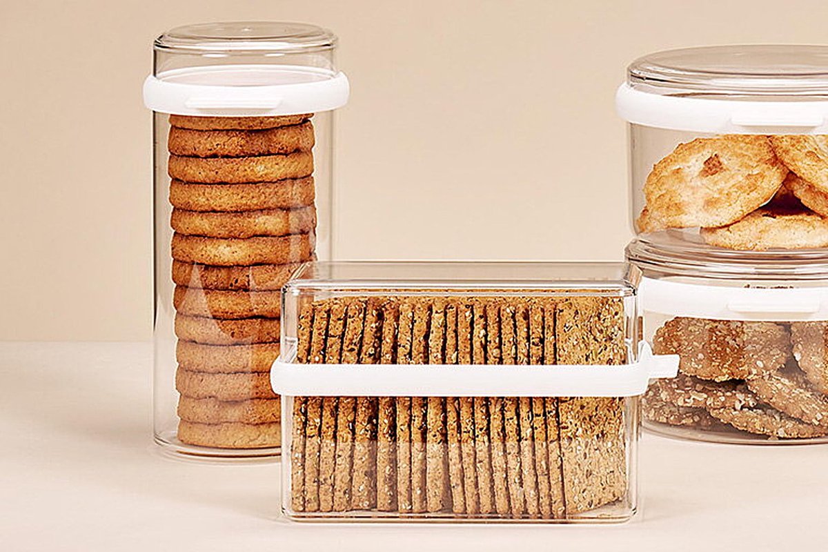 Cracker Bewaardoos - Luchtdichte Voorraadcontainer voor Knäckebröd en Crackers - 1600 ml - Wit — cadeau in Cadeau-ideeën - foto 5