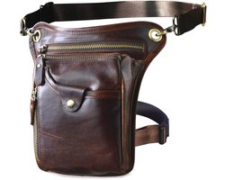 Le'aokuu Men's leather motorcycle riding waist bag Hiking backpacks small hiking 211-5 - ShopVlot