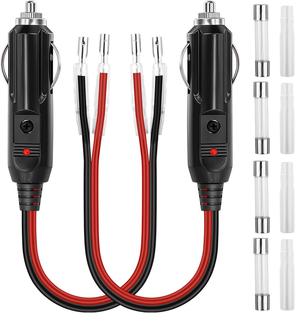2 x sigarettenaanstekeraansluiting, 12 V/24 V, universele adapter voor sigarettenaansteker, met 16 AWG-kabel - ShopVlot