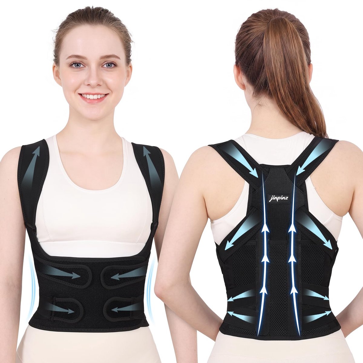 Houdingcorrectieband voor schouders en rug: borsthoudingscorrector voor mannen en vrouwen met elastische - ShopVlot