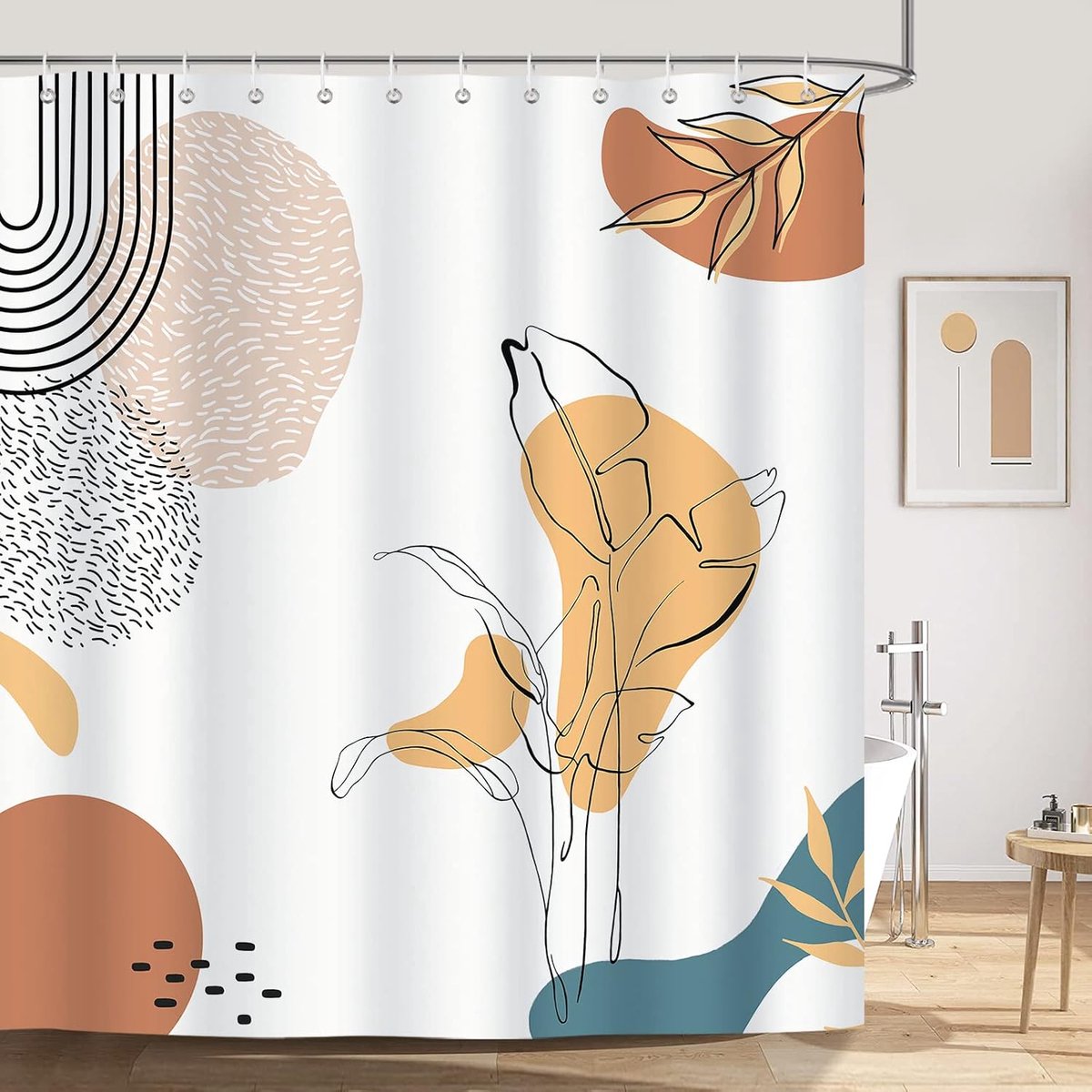 Douchegordijn 180 x 200 cm - Abstract boho design - Waterdicht en schimmelbestendig - Ideaal voor badkamerdecoratie - ShopVlot