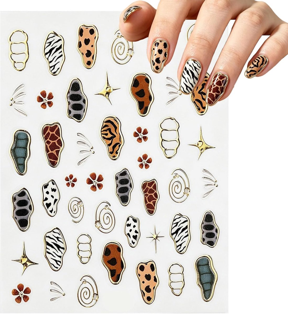 Nail Art Stickers 5D - Franse Luipaardprint - Jelly Vlinder Vleugels - Voor unieke manicure - ShopVlot