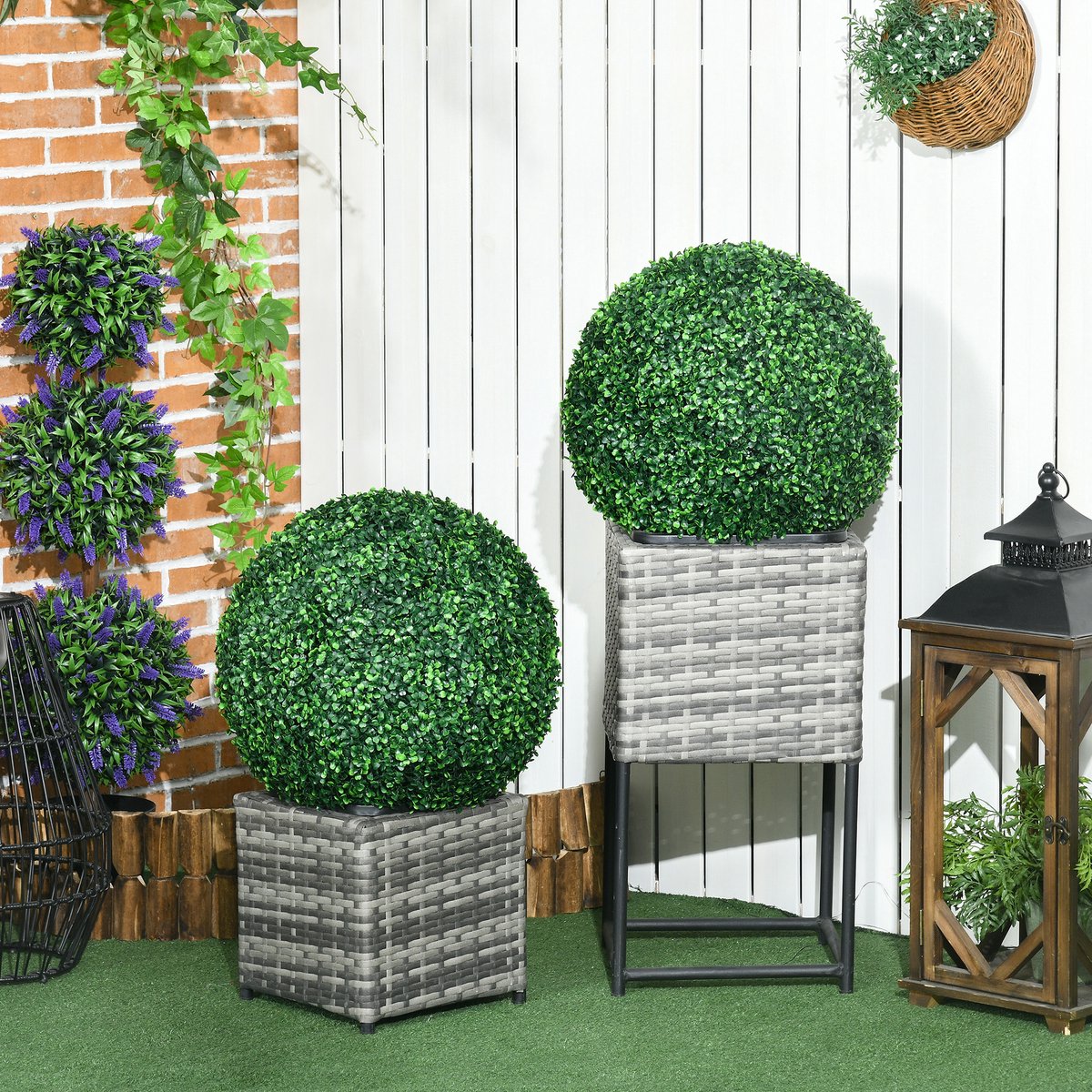 Plant Kunstmatige Buxusbol 50 Cm Set Van 2 Van Plastic Groen Voor Binnen En Buiten Decoratie Onderhoudsarm Realistisch
