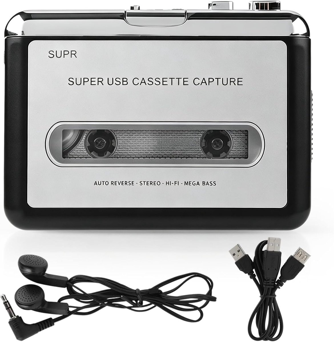 Draagbare cassette-recorder - USB-cassette naar MP3-converter - Retro design - Cassettes digitaliseren - ShopVlot
