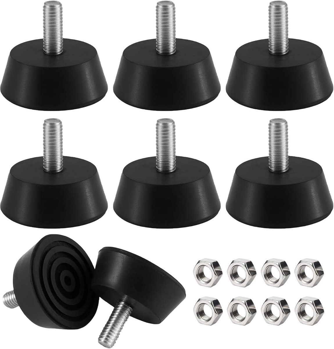 Rubber voeten 8 stuks - Schroefbare rubber voeten - M6 schroefdraad - Voor stabiliteit van meubels - ShopVlot