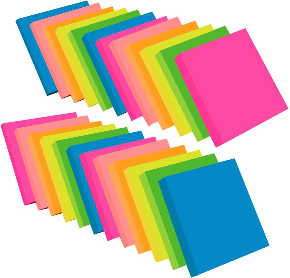 Sticky notes 76 x 76 mm - 24 blokken - 6 neon kleuren - voor overzichtelijke notities - ShopVlot