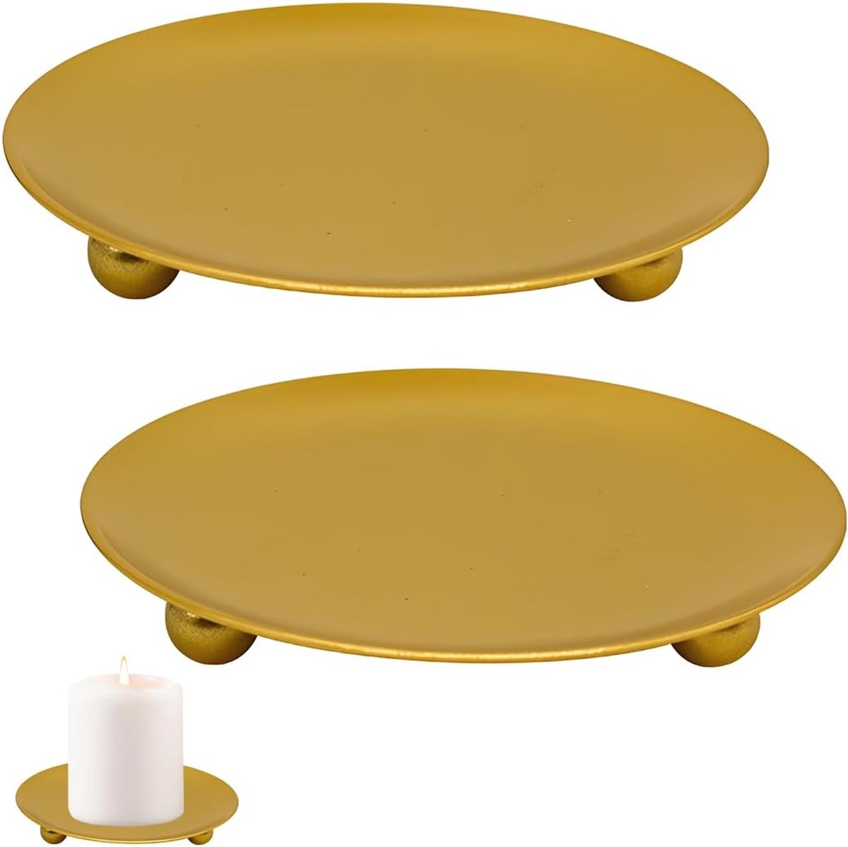 Kandelaars 2 stuks goud - ronde ijzeren voetstuk - vintage stijl - perfect voor feesten - ShopVlot
