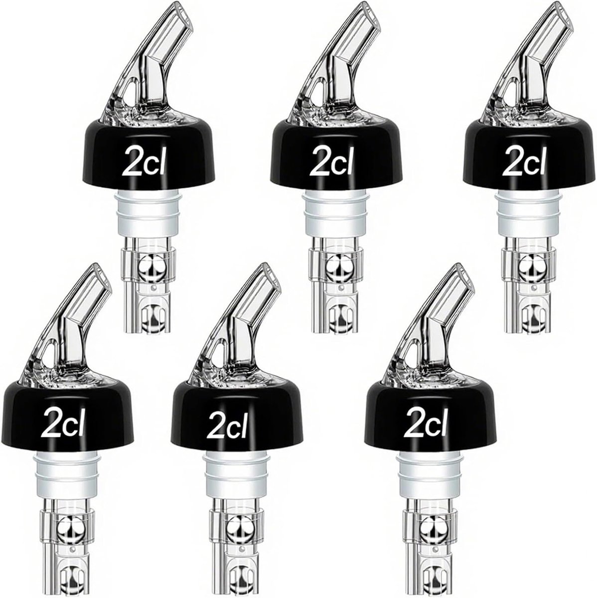 Flesuitloop 2 cl - Set van 6 - Automatische schenker - Perfecte dosering voor dranken - ShopVlot