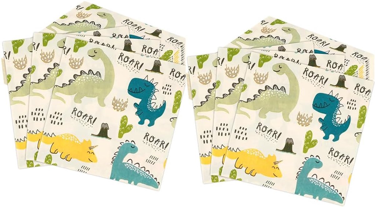 Papieren servetten 33 x 33 cm - 2-laags - dinosaurus motief - ideaal voor dino verjaardag decoratie - ShopVlot
