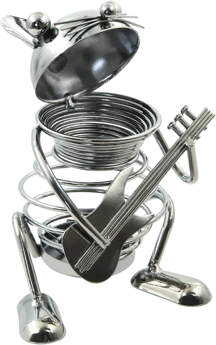 Pennenhouder kattenkunst - metalen sculptuur - creatieve kat met gitaar - perfect voor bureau - ShopVlot