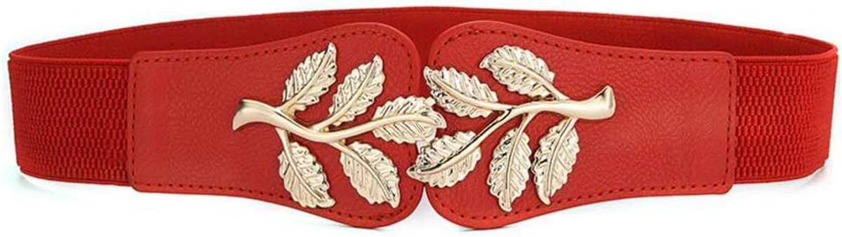 Elegant Women Elastic Wide Waist Belt for Dresses Elastic Cinch Belts Waistband, real red, One Size - ShopVlot
