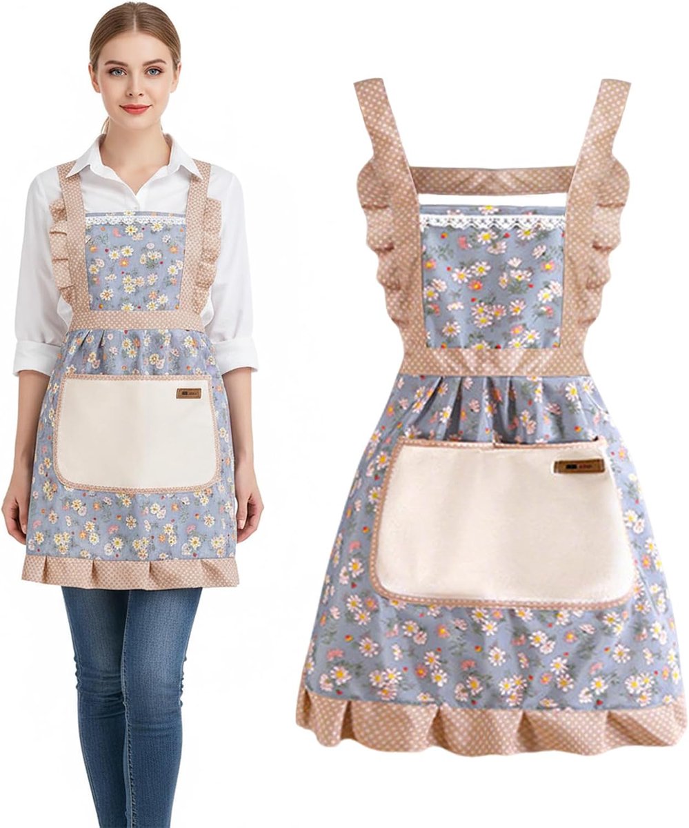 Ladies Kitchen Apron Cooking With Bags, Adjustable Ladies Apron For Church, Home, Restaurant, Cafe, Cooking, Baking - ShopVlot