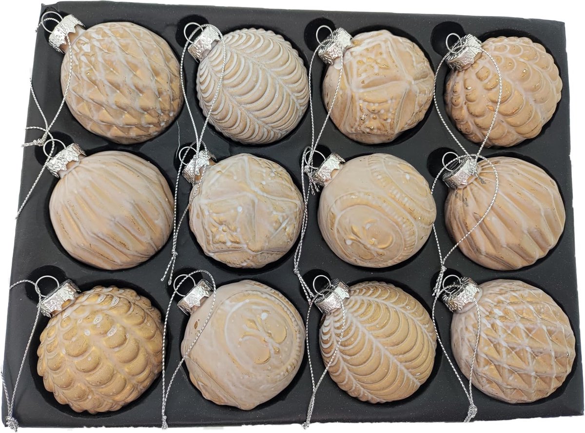 Set of 12 Elegant Luxury Glass Christmas Baubles Diameter 6 cm Christmas Tree Balls Xmas Decoration Christmas Tree - ShopVlot