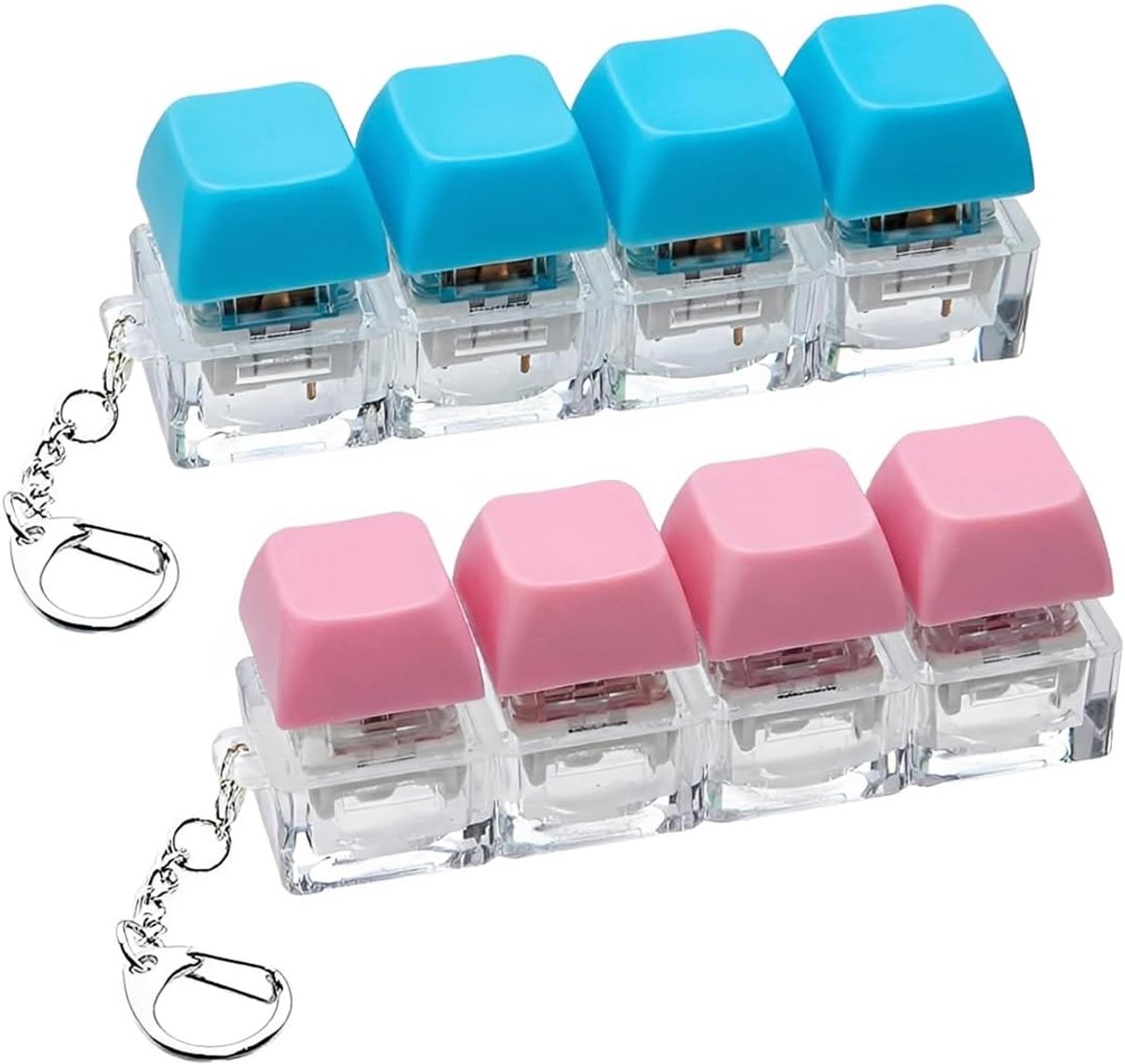 2 Pcs Retro Keyboard Mini Keychains (Blue and Pink), Collector Accessory for Office, Studio and Technology Lovers - ShopVlot