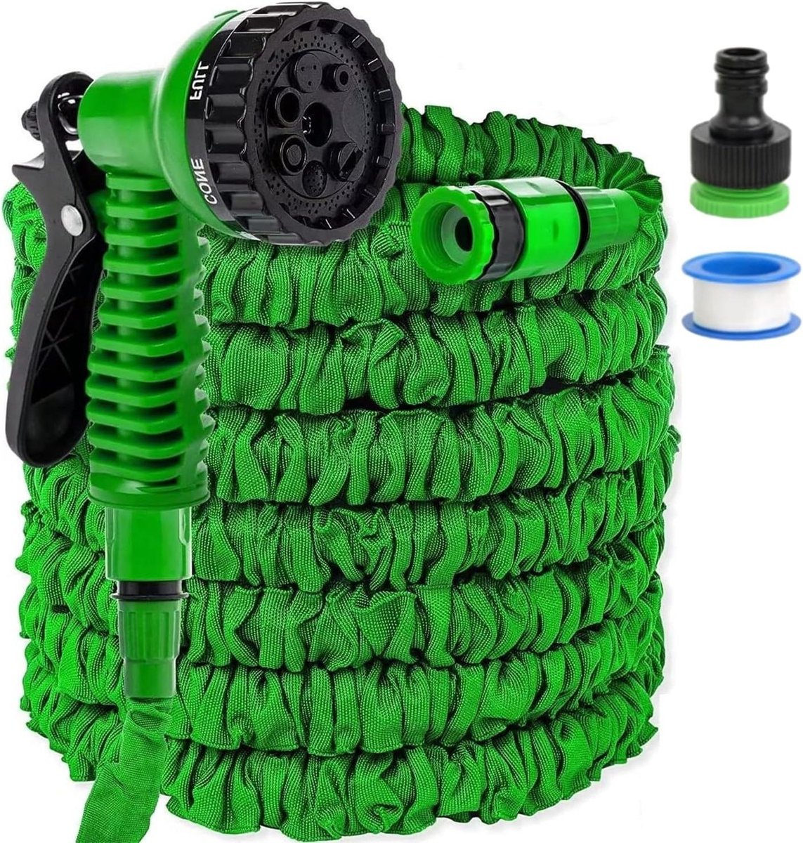 Uittrekbare tuinslang - Flexibele slang Intrekbare slang - Tuin water geven - 7 sproeimodi - 15 m - Groen