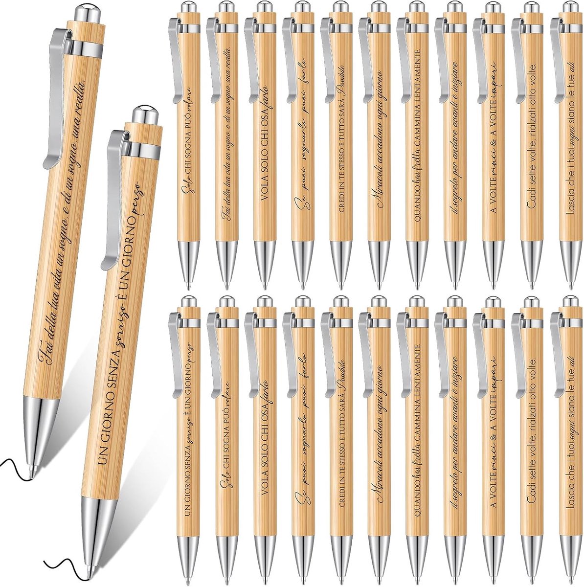 Sinmoe 24 Pcs Motivational Ballpoint Pens with Inspirational Quotes, Retractable Wooden Ballpoint Pen for Employees - ShopVlot