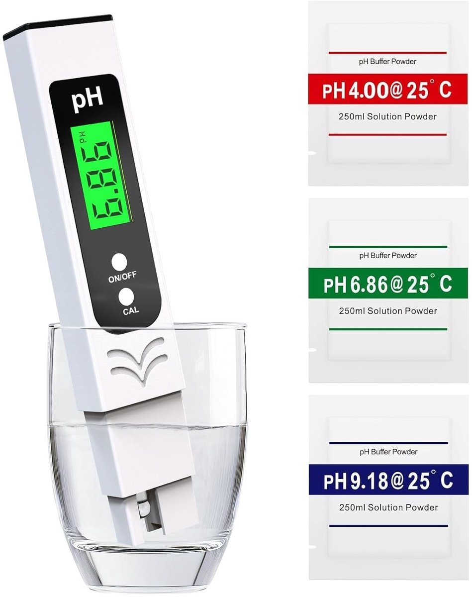 pH-meter, watertester, pH-waardemeter zwembad met blauw verlicht lcd-display en automatische temperatuurcompensatie - ShopVlot