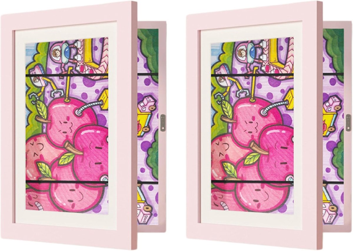 2 stuks opbergframes voor kinderschilderen, opening aan de voorkant, capaciteit voor 150 kleuren, A4, portfolio van - ShopVlot