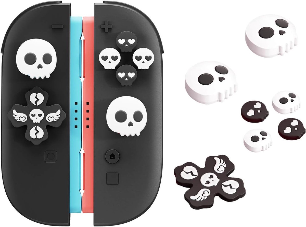 JEMDO Joystick Caps Compatible with Nintendo Switch 2 (2025), Set of 7, Skull Thumb Grips, Silicone Non-Slip Stick - ShopVlot