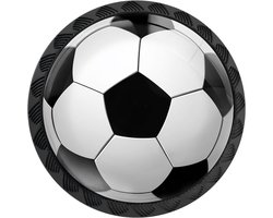 4 Pack Football Cabinet Knobs Round Drawer Pulls Classic Black White Football Knob Cabinet Door Handles Hardware for - ShopVlot