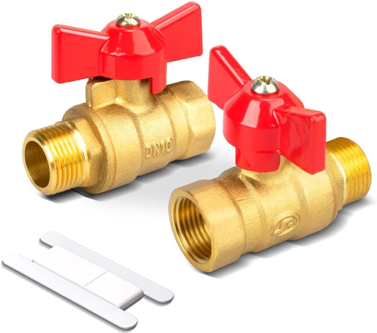 Bwintech 2pcs 1/4" Male BSP to 1/4" Female BSP in Brass, Ball Valves with Wing Handle 180 Degree Turn Off Switch - ShopVlot