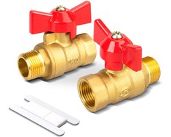 Bwintech 2pcs 1/4" Male BSP to 1/4" Female BSP in Brass, Ball Valves with Wing Handle 180 Degree Turn Off Switch - ShopVlot