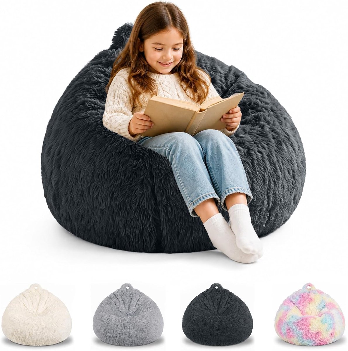 Zitzak van imitatiebont, tie-dye zitzak, voor binnen en buiten, knuffeldier beanbag voor volwassenen, alleen overtrek - ShopVlot