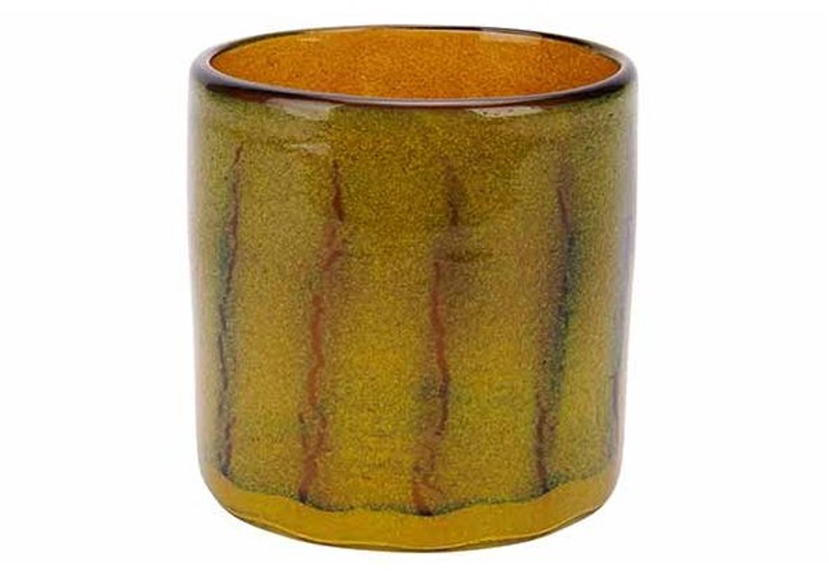 Theelichthouder Groen 10x10xh10cm Glas