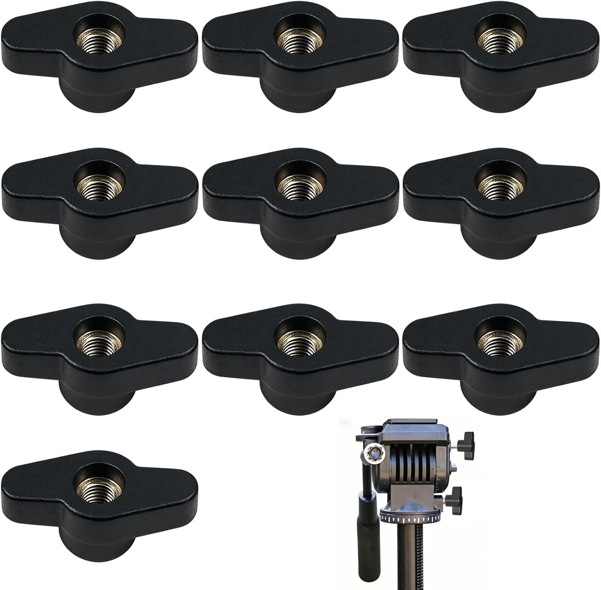 10pcs M8 star knobs, black hand nuts with ergonomic grip for tool-free attachment, assembly, repair, machinery - ShopVlot