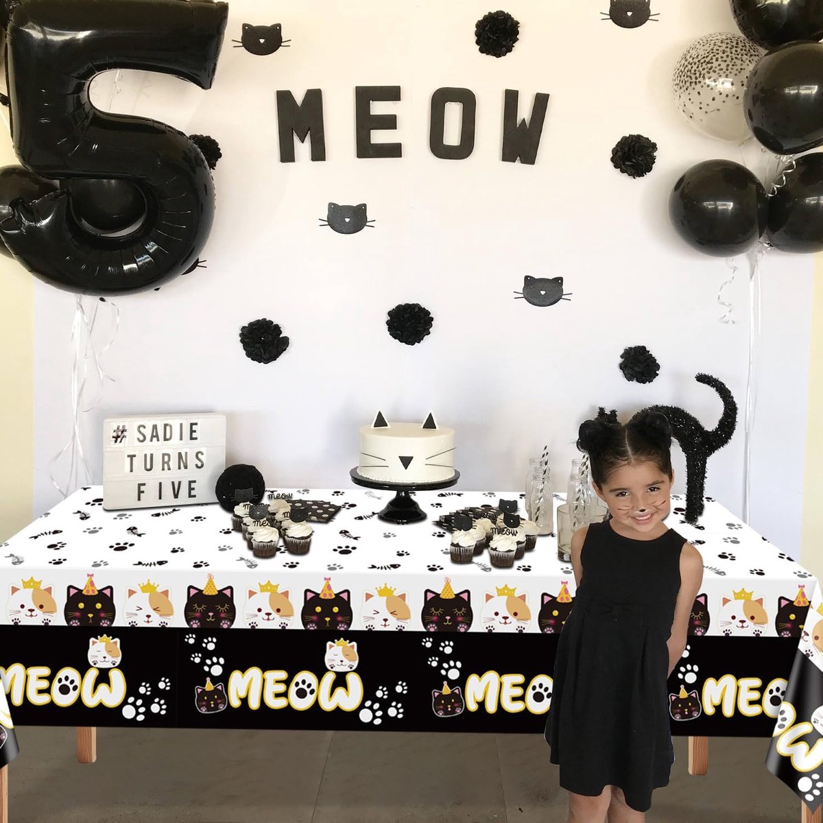 4pcs Cat Party Tablecloths - 20x34 Inch Pet Kitten Birthday Decorations Table Cover, Rectangular Meow Cat Tablecloth - ShopVlot