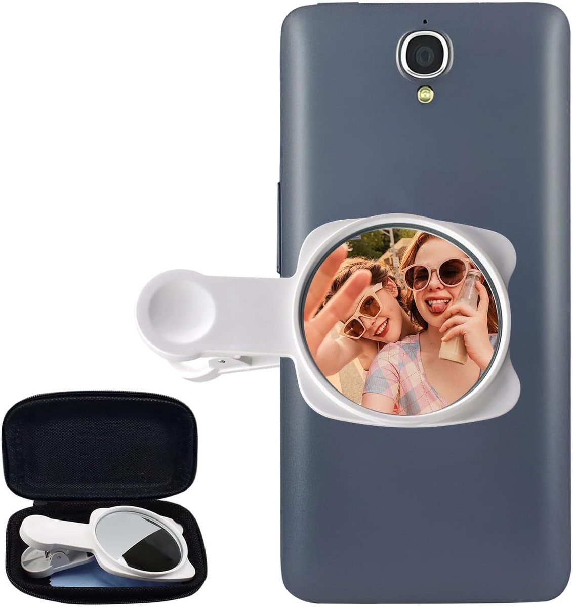 Yitexin Phone Vlog Selfie Monitor Screen Clip Mount, Portable Selfie Mirror for Phone Rear Camera with Case, Wide - ShopVlot