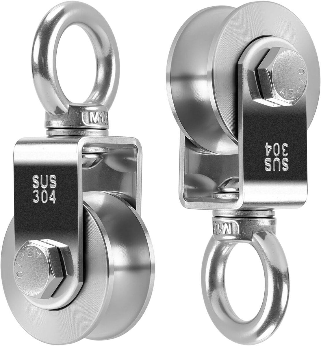 Pulley 48mm Stainless Steel Cable Roll with Ball Bearings, Pulleys for Ropes, Wire Ropes, Hanging Silver, Pack of 2 - ShopVlot