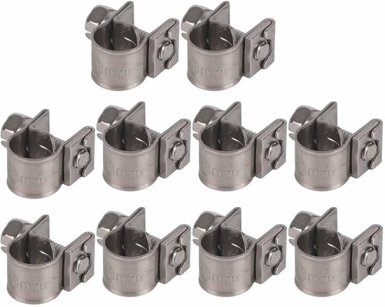 10pcs Stainless Steel Mini Fuel Line Pipe Hose Clamp 6mm To 20mm Optional Size, Tube, Hose, Barb, Fasten (6-8mm) - ShopVlot — afbeelding 3