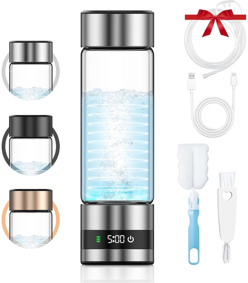 Hydrogen Water Bottle, Portable Hydrogen Water Generator, 450ml Rechargeable Ionizer Water Generator with SPE and PEM - ShopVlot