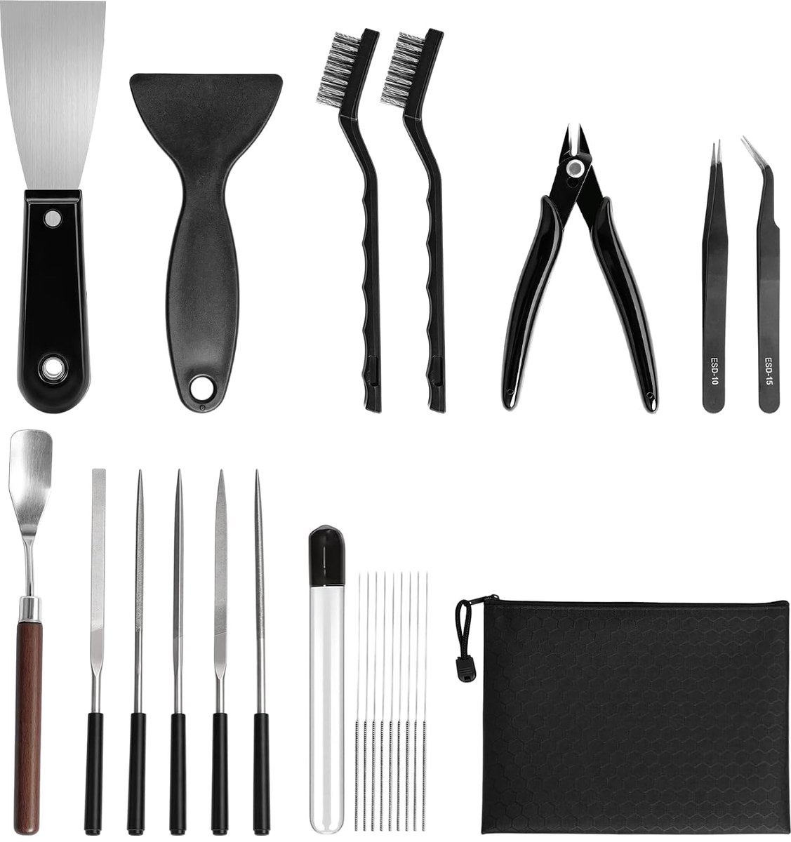 24-Piece 3D Printer Accessories, Tool Set Universal with Nozzle Cleaning Needles, Spatula Knife, Wire Brush, Tweezers - ShopVlot