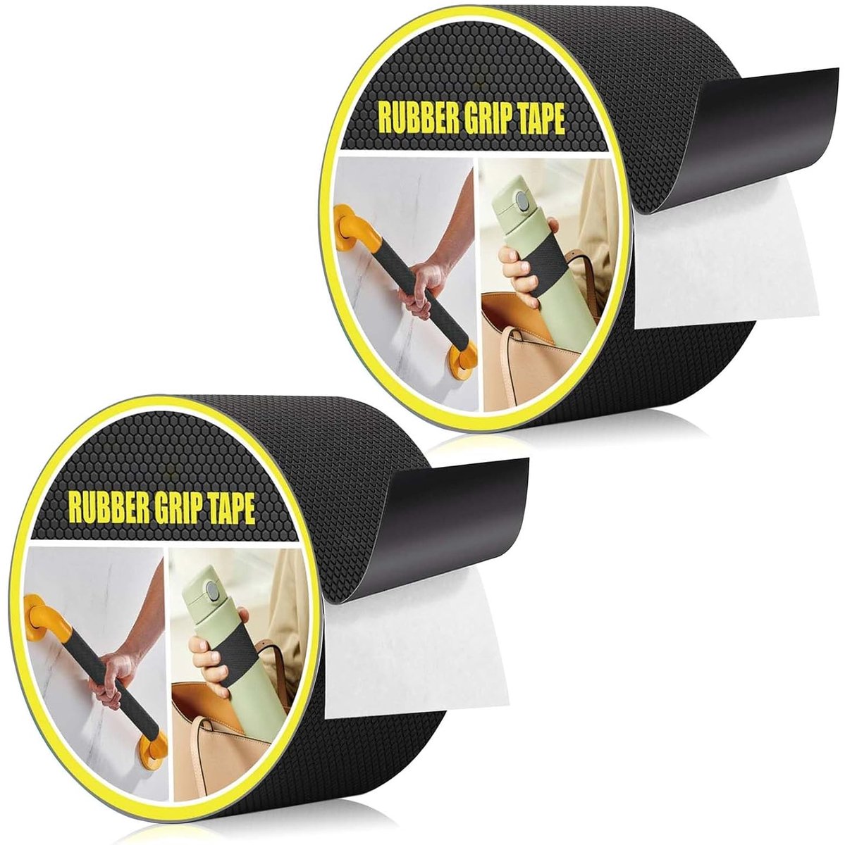 2 stuks griptape, 10 cm x 3 m antislipband, zelfklevend, zwart, rubberen gripband, waterdichte antislipband voor - ShopVlot