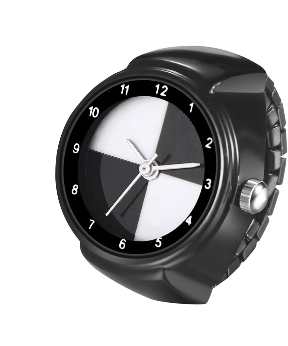 Avaner Ring Watch Women Men Stainless Steel: Modern Finger Watch with Elastic Stainless Steel Band Arabic Numerals - ShopVlot