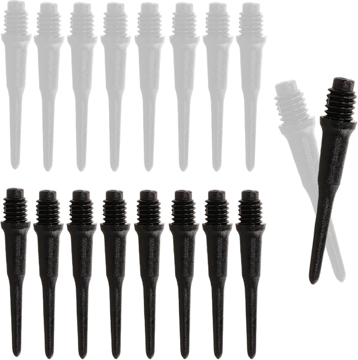 Pack of 100 Dart Tips, Plastic, Premium Soft Dart Tips, 2BA Thread Dart Tips, Soft Darts Replacement Tips - ShopVlot