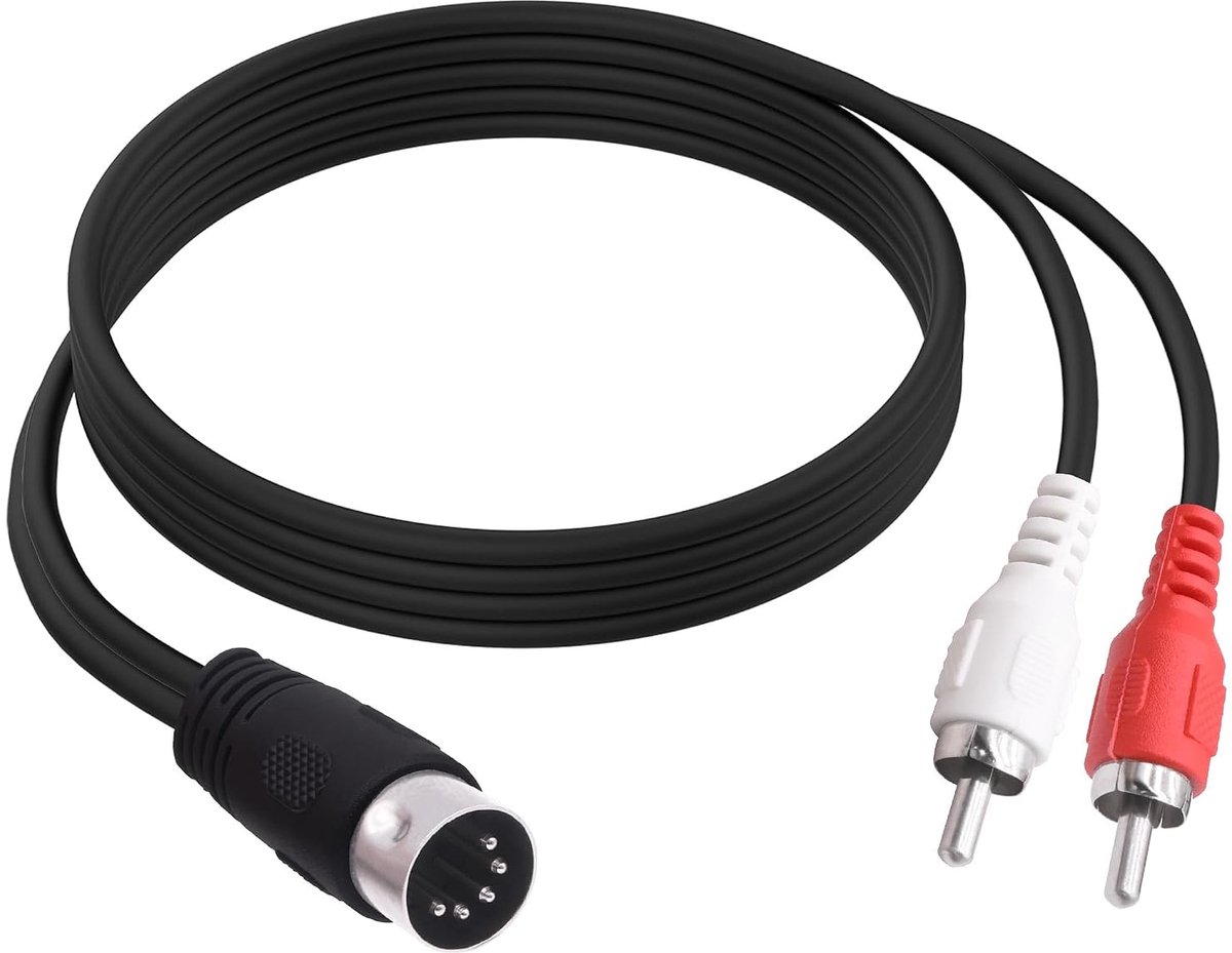 MIDI DIN 5 Pin to RCA Audio Cable, Adapter, 5 Pin DIN Plug to 2 RCA Plug, Converter, Cable Cable for CD Player, DVDs - ShopVlot