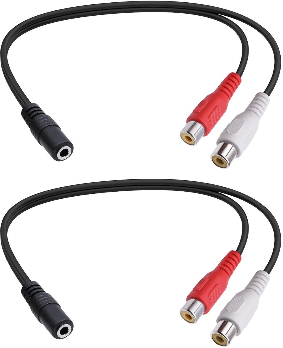 3,5 mm naar 2 RCA stereo audiokabel 3,5 mm vrouwelijke jack dubbele cinch vrouwelijke socket Y splitter kabeladapter - ShopVlot