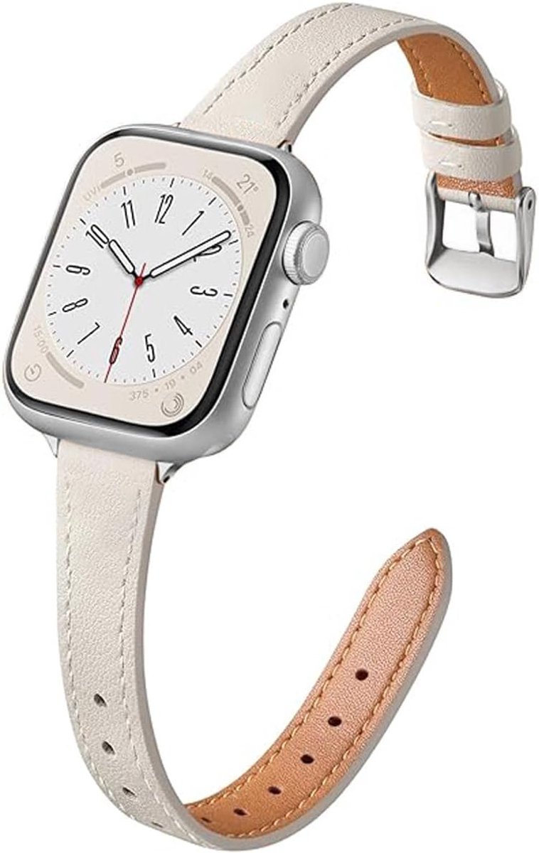 Compatible with Apple Watch Strap Slim Leather Strap For Women 40mm 38mm 41mm 42mm 44mm 45mm 46mm, Top Grain Genuine - ShopVlot
