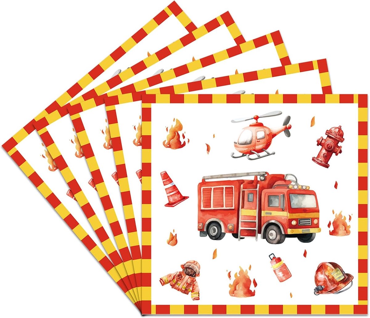 DazzJoy 20 stuks brandweerauto servetten - ShopVlot